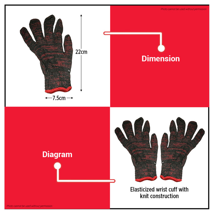 Buildmate x Pololock Cotton Hand Gloves Assorted Colors 12 Pairs/Dozen Knitted PL66280-3