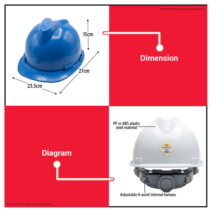 Buildmate x Pololock Polonet Safety Helmet Blue/Green/Yellow/Red/White/Orange PL66410