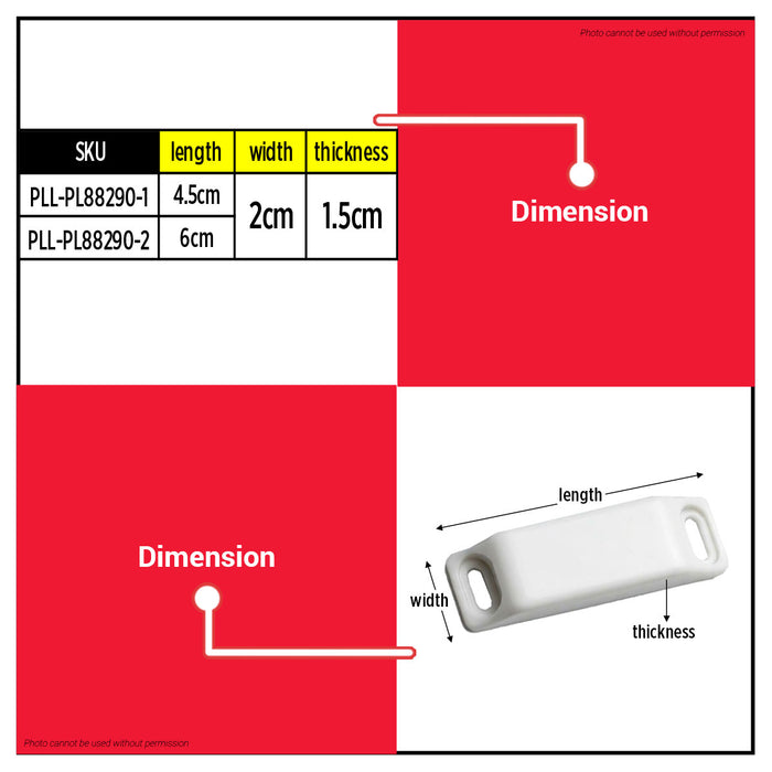 Buildmate x Pololock Magnetic Catches w/Screw 45mm/60mm White ABS Plastic Steel PL88290