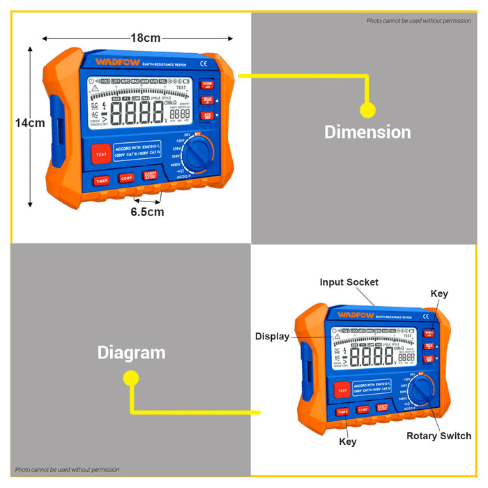 BUILDMATE Wadfow Insulation Tester 3MΩ~100GΩ DC/AC Voltage Testing with Digital and Analog Display Insulation Measurement WDM9508 - WPT