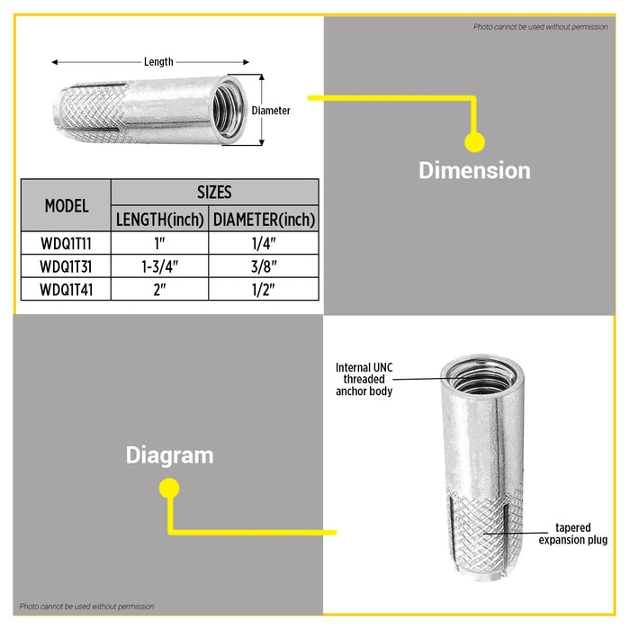 BUILDMATE Wadfow Drop-In Anchor Zinc Plated Concrete Flush Mount Drop-In Fastener Female Expansion Anchor SOLD PER BOTTLE - WHT