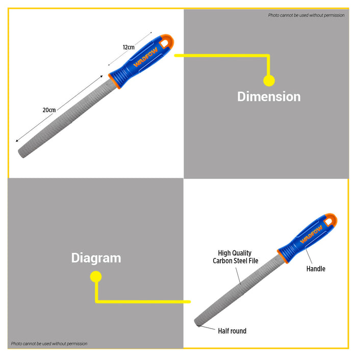 BUILDMATE Wadfow 8" Wood File Carbon Steel Woodworking Shaping Rasp Filing Tools SOLD PER PIECE - WHT