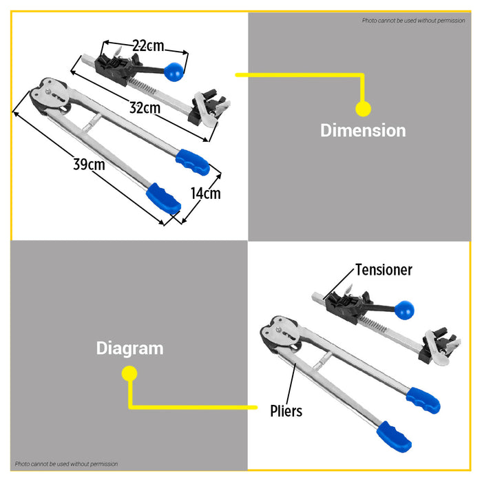 BUILDMATE Wadfow Manual Balers Set 12-16mm Hand Bale Packing Wire Tightening Pliers And Tensioner Baling Manual Belt Strapping Tool WHS2620 - WHT
