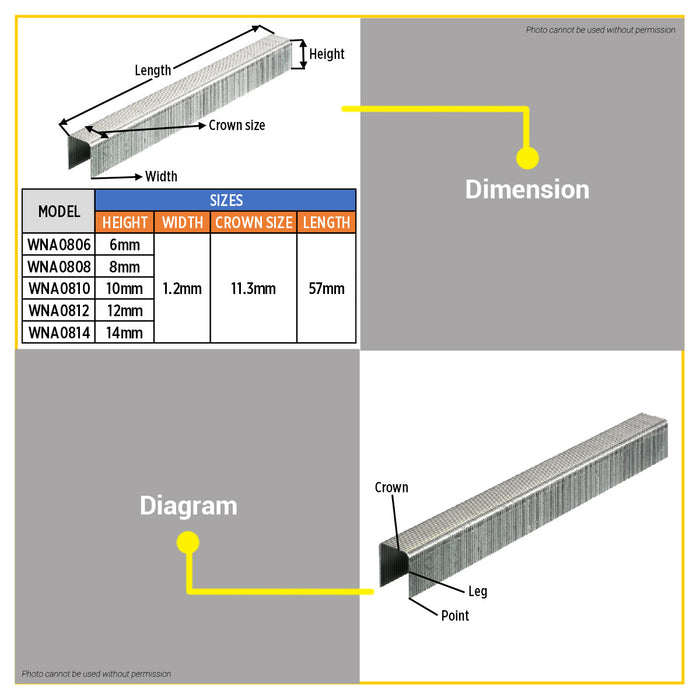 BUILDMATE Wadfow 1000PCS/SET Staples Wire 1.2mm / 6mm - 14mm Heavy Duty Stapler Wire Nails For WGU2614 Manual Tacker Staple - WHT