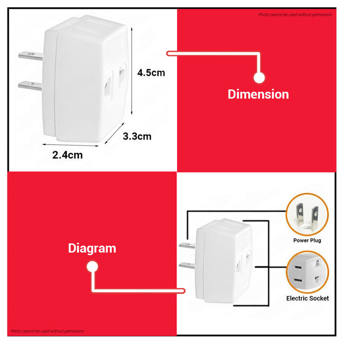 BUILDMATE Omni Octopus Adapter Triple Flat Tap to Flat Pin 10A 250V 3 Way Indoor Mini Wall Tap Outlet Splitter AC Plug Adapter Socket WOA-00