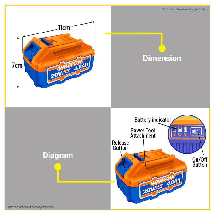 BUILDMATE Wadfow P20S Lithium-Ion Battery Kit Replacement Battery WOS240685 - WCPT