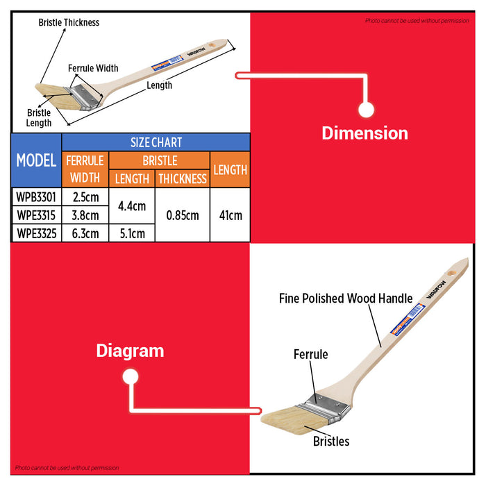 BUILDMATE Wadfow 2.5" Curved Head Flat Paint Brush With Wooden Handle Hangable Oil Based Artist Paintbrush for Painting WPE3325 - WHT