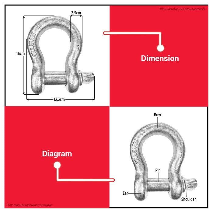 WADFOW Screw Pin Anchor Shackle WSAK2325 WHT - BUILDMATE
