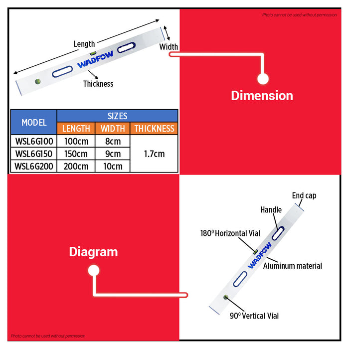BUILDMATE Wadfow Aluminum Screeding Level 100cm / 150cm Straight Edges Screed Bar Level Plasterer's Floats Concrete Leveling Tool SOLD PER PIECE - WHT