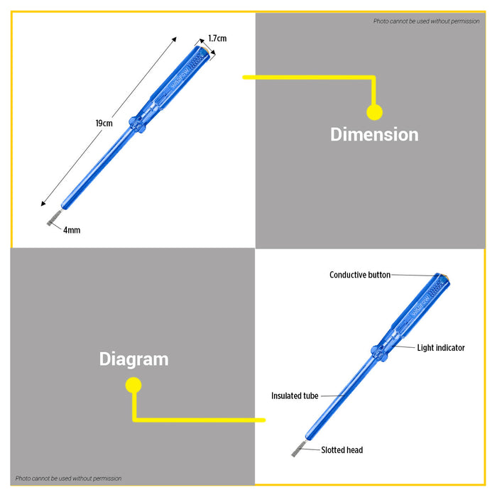 BUILDMATE Wadfow Test Pencil 4x100mm AC 100-500V Voltage Tester Light Flat Head Screwdriver Electric Circuit Detector Pen - WHT