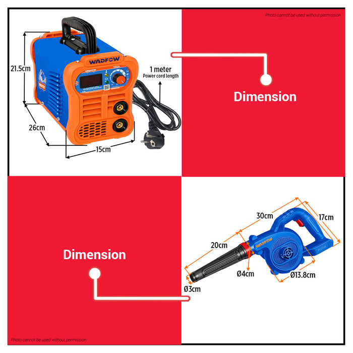 WADFOW 350A IGBT Welding Machine WWD8350P w/ 20V Cordless Blower - Unit Only WBLP512 WPT