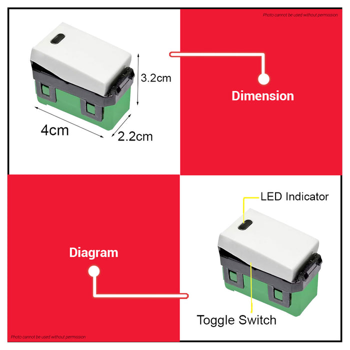 OMNI 1-Way Illuminated Switch ABS Material Wide Series 16A WWS-214 •BUILDMATE•