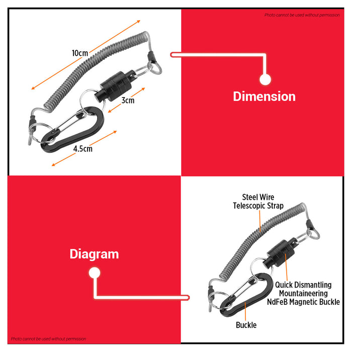 Wadfow 4pcs Multipurpose Fishing Set w/ Neodymium Magnets Outdoor Gear for Fishing, Mountaineering &Hunting WZE4K11 - WHT