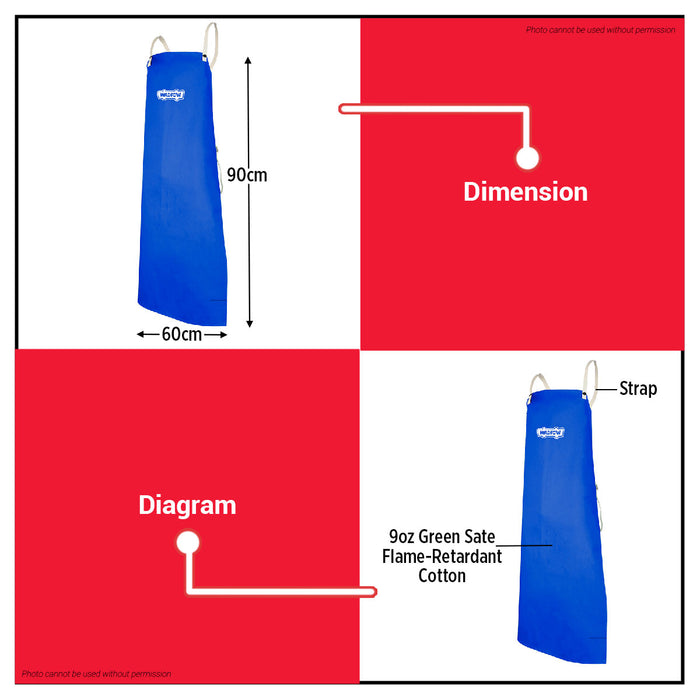 WADFOW 60x90cm Flame Retardant Welding Apron Heat & Spark Protection FR Safety Workwear for Welding & Metalwork WZNA001 - WHT