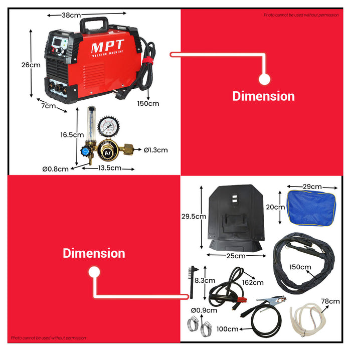 MPT TIG/MMA Inverter Welding Machine 200AMP (W/ Argon Reg) TIGMMA2005 PT • MOST PROFESSIONAL TOOLS •