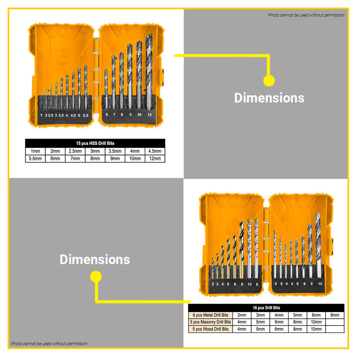 BUILDMATE Ingco 4pcs Accessories Box Set  / 3pcs Accessories Combo Box Set Twist Drill Bits Impact Screwdrivers Mini Drill Accessories Tools Kit - IPX