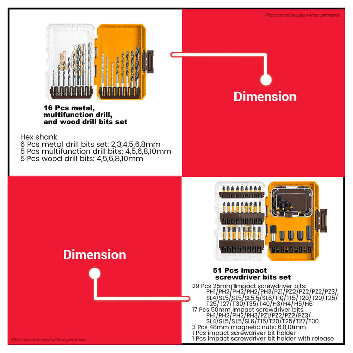 INGCO 4pcs Boxes/Set Accessories For Cordless Drill & Rotary Hammer | Power Tool Kit COS24094 - IHT
