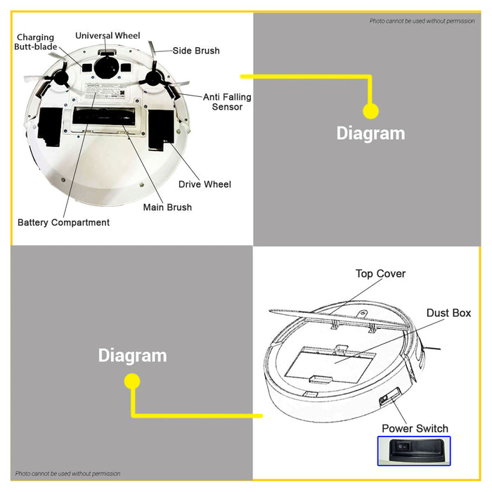 BUILDMATE Wadfow Robotic Vacuum Cleaner (Gyroscope Style) 1300pa Floor Self-Cleaning Smart Mapping Navigation Robot Sweeper Vacuum Cleaner WVN1513 - WCPT
