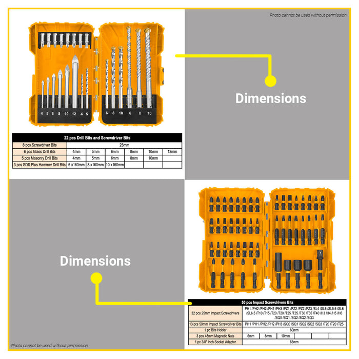 BUILDMATE Ingco 4pcs Accessories Box Set  / 3pcs Accessories Combo Box Set Twist Drill Bits Impact Screwdrivers Mini Drill Accessories Tools Kit - IPX