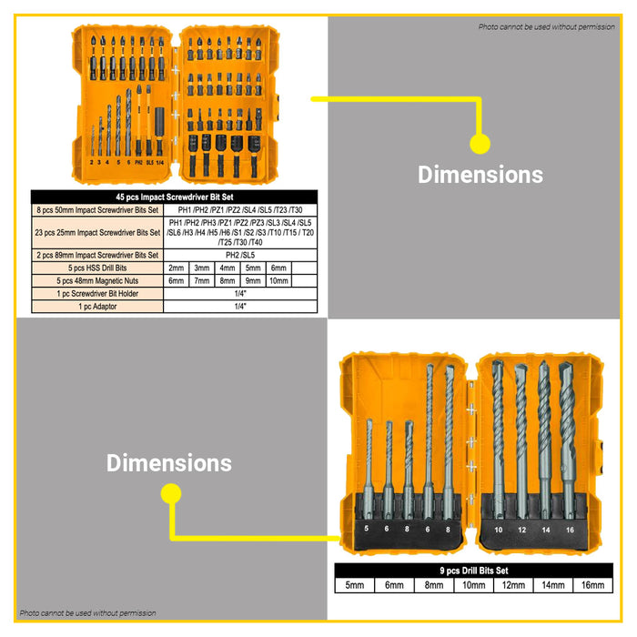 BUILDMATE Ingco 4pcs Accessories Box Set  / 3pcs Accessories Combo Box Set Twist Drill Bits Impact Screwdrivers Mini Drill Accessories Tools Kit - IPX
