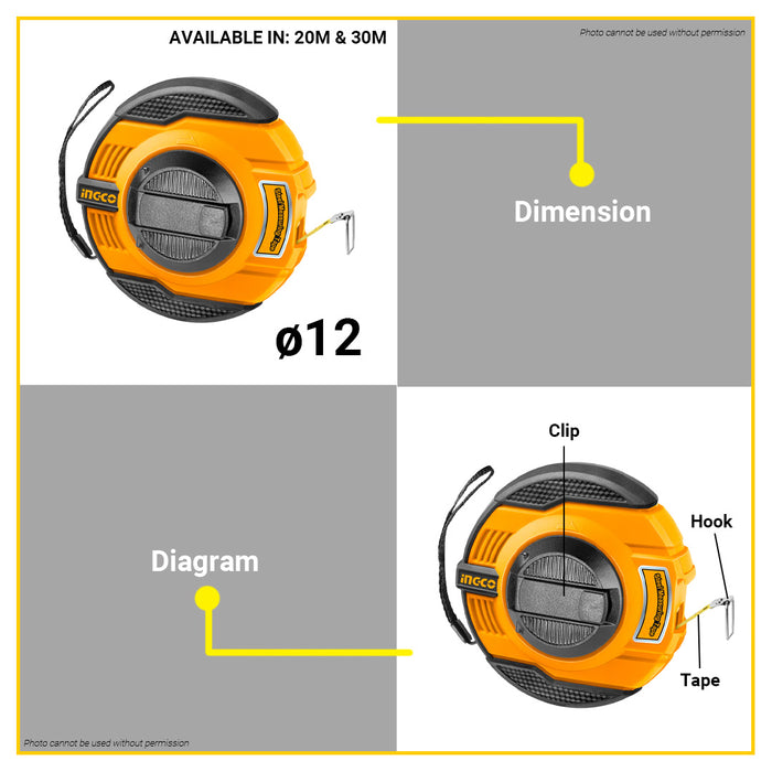 BUILDMATE Ingco 12.5mm Steel Measuring Tape Metric/Inch Marking Ruler Dual Scale Tape Measure Measurement Tool - IHT