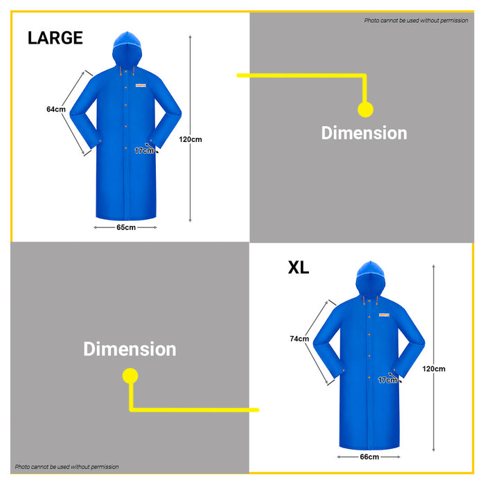 BUILDMATE Wadfow Rain Coat 120cm L | XL | XXL [SOLD PER PIECE] PVC Hooded Reflective Raincoat Waterproof Kapote with Adjustable Hat Cord WRC200L | WRC20XL | WRC2XXL • WHT