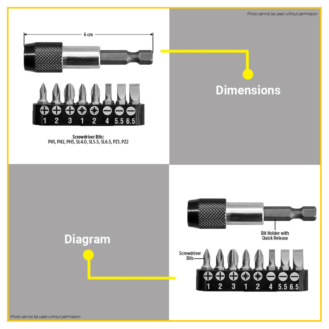 BUILDMATE Ingco 9pcs Screwdriver Bits Set S2 Industrial Steel Magnetic ...