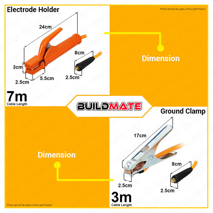 Buildmate | Mailtank Welding Cable Set - 3M Ground Cable + 7M Welding Cable | 10M Electrode Holder With Holder Clamp and and Electrode Holder Handle #25 [SOLD PER PIECE/SET] •
