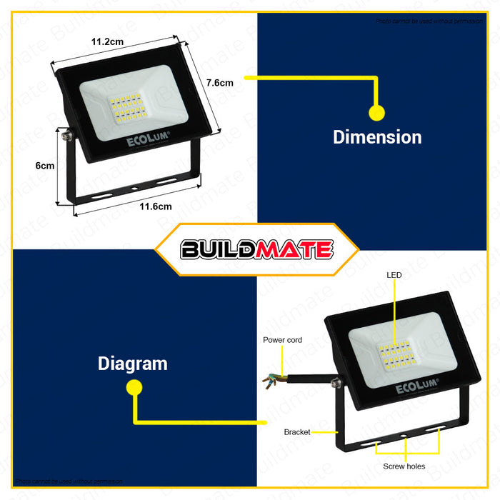 BUILDMATE Ecolum LED Driver On Board Floodlight (DOB) 20W / 30W / 50W Outdoor Security Solar Street LED Light SOLD PER PIECE