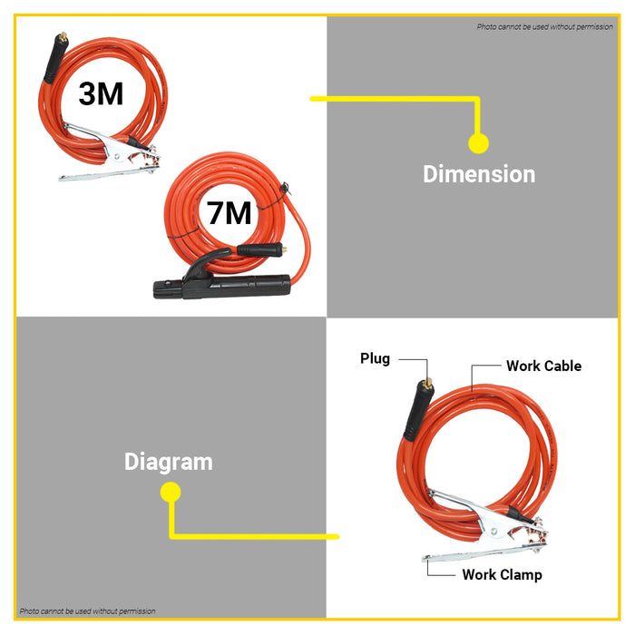 BUILDMATE Brand 300A 7 Meters Electrode Welding Holder Clamp Cable Set #25 Electrode Support Grip Hand Clamp For MMA Welding Machine BM-HB-7M