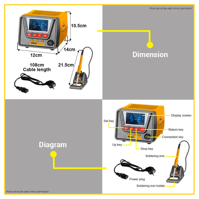 BUILDMATE Ingco 60W Soldering Iron Station 60W Straight Tip MANUAL / DIGITAL Welding Iron Set • IHT