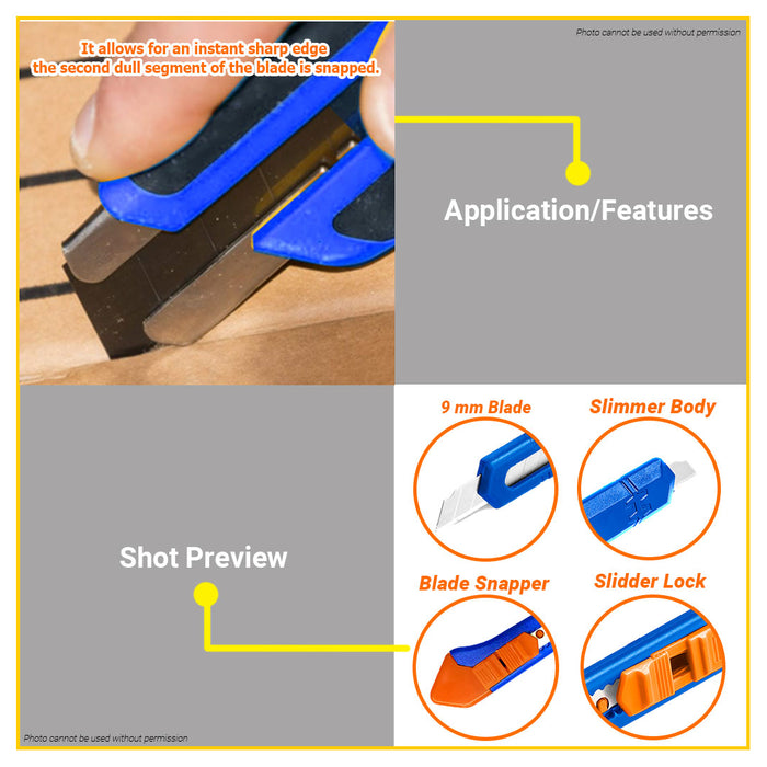 BUILDMATE Wadfow 9MM x 80MM Snap-Off Blade Knife Cutter with Flat Push Button Hand Tool WSK2902 - WHT