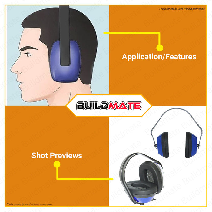 BUILDMATE Wadfow Earmuff 24dB Ear Muff Protector Hearing Protection Noise Reduction Ear Protection Headphones Safety Earmuffs WEM1101 • WHT