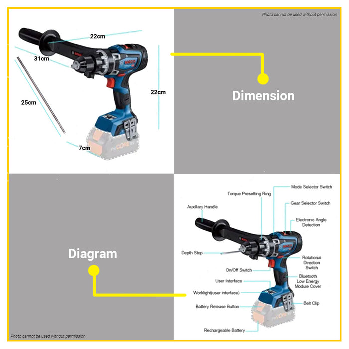 BUILDMATE Bosch Professional Brushless TURBO Cordless Drill Drive 18V GSB18V-150C Solo 06019J51L0 - BLC