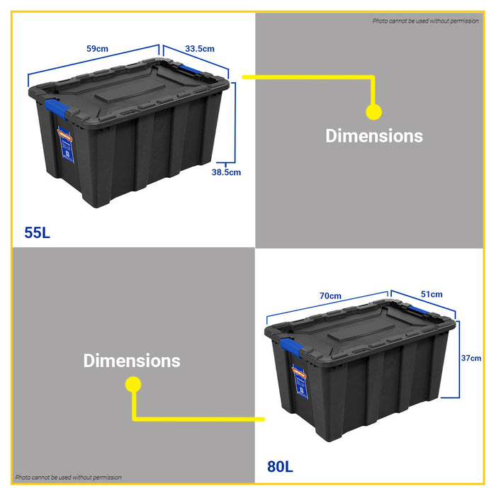 BUILDMATE Wadfow Plastic Storage Container 25L-100L Multipurpose Stackable Tub Black Organizer Bin Plastic Box SOLD PER PIECE - WHT