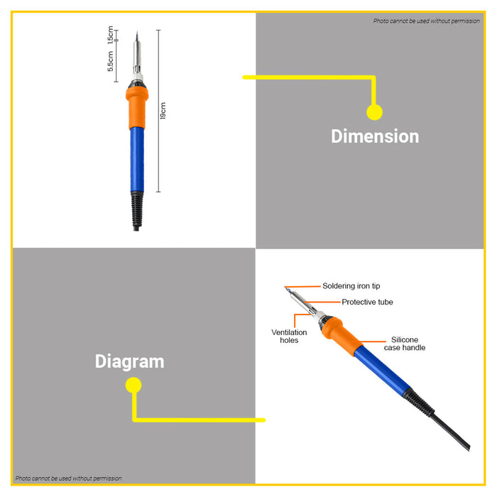 BUILDMATE Wadfow 60W Industrial Electric Soldering Iron With Built-In Ceramic Heating WEL3606 - WHT