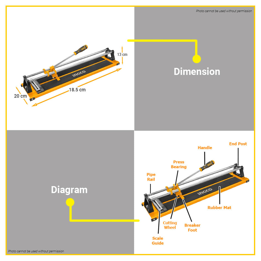 BUILDMATE Ingco Manual Tile Cutter 600mm Floor Tile Cutting Machine Ha ...