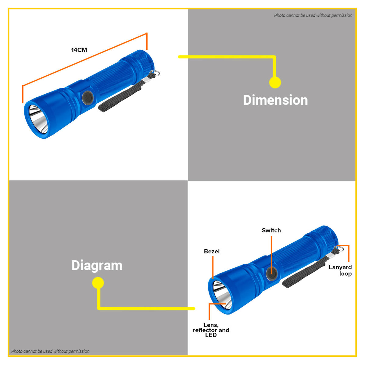 BUILDMATE Wadfow Flashlight 500 Lumens Work Light Emergency Handheld P ...