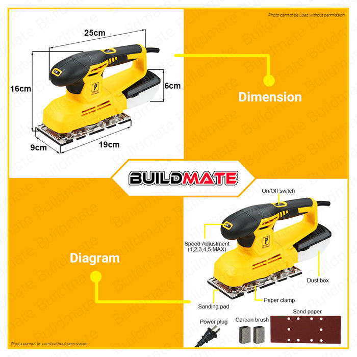 BUILDMATE Powerhouse Random Orbital Sander 350W | 400W [SOLD PER SET] Variable Speed with Dust Box Wood Orbital Sanding Finish Wood Sander Polishing Machine Electric Sander PH-OS350-DHD | PH-ROS-400 • PHPT
