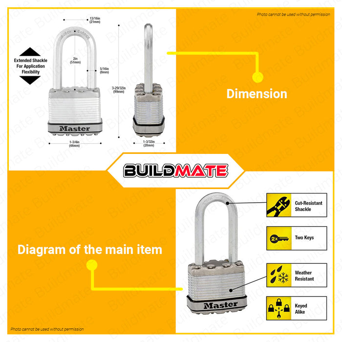 BUILDMATE Master Lock Excel / Magnum Pad Lock Set 45mm Keyed Padlocks Anti-Theft Security Key Lock SOLD PER SET