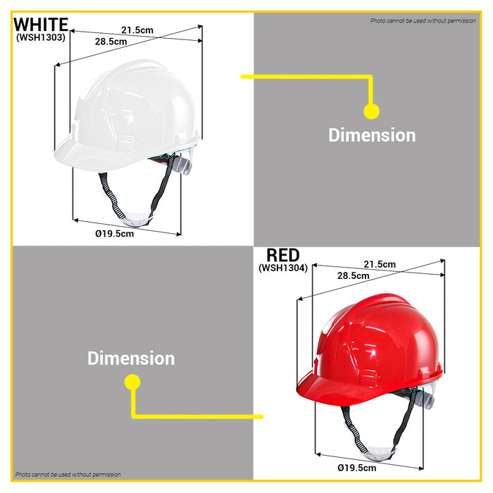 BUILDMATE Wadfow Safety Helmet Blue | Yellow | White | Red Working Cap Worker Hard Hat Head Gear WHT