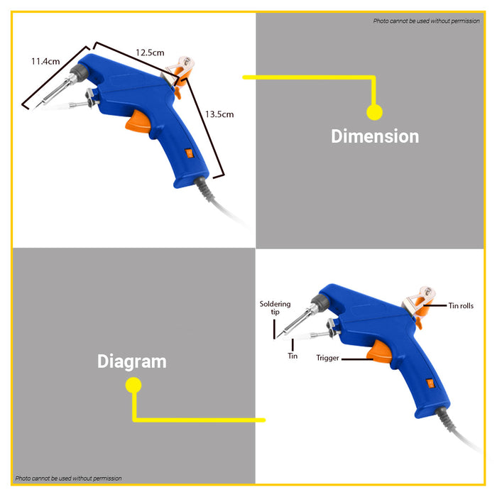 BUILDMATE Wadfow 60W Electric Soldering Gun with Soft Grip Solder Feeder WEL5606 - WHT