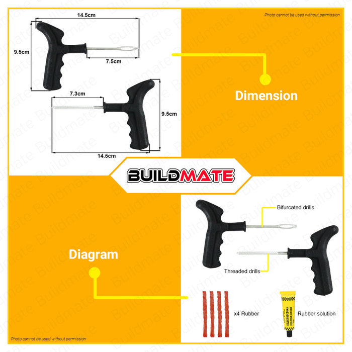 BUILDMATE Mega Tubeless Tire Repair Tool Kit Tire Wheel Repair Tool Kit for Bike Bicycle Motorcycle MTRK01