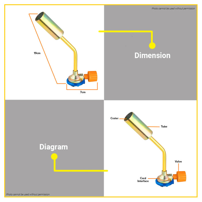 BUILDMATE Wadfow Flame Gun 145mm-195mm Burner Multi-Purpose Butane Gas Torch Heating SOLD PER PIECE WFG1602 / WFG1604 / WFG2602 - WHT