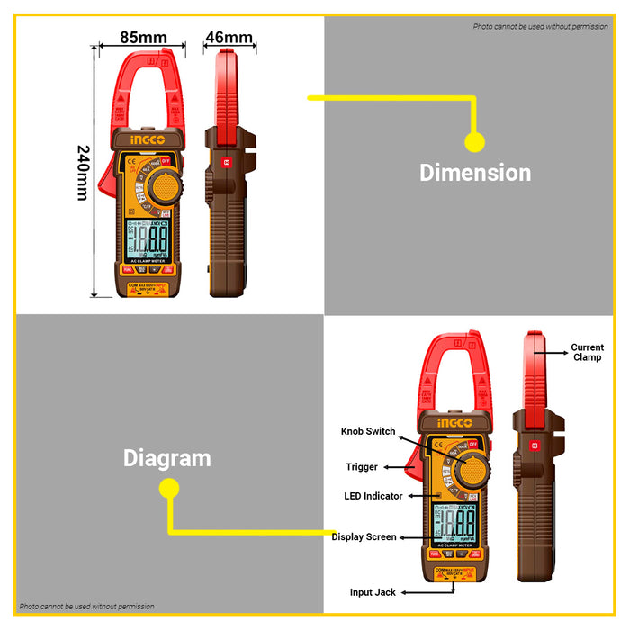 Ingco AC/DC Digital Clamp Meter DCM66002 - IPT