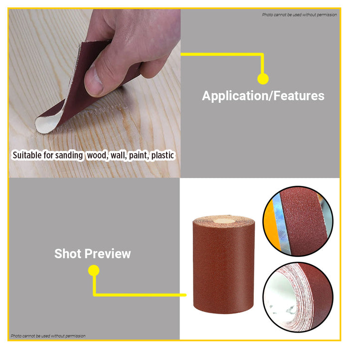 BUILDMATE Ingco Sandpaper Grit 11.5x500cm Aluminum Oxide Abrasive Finishing Sheets Polishing Sanding Rolls Paper SOLD PER PIECE - IHT