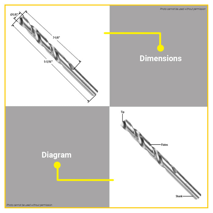 BUILDMATE Ingco M2 HSS Drill Bit 135° Tip Angle Metalworking Twist Drilling Bit for Metal DBT11105081 - IHT