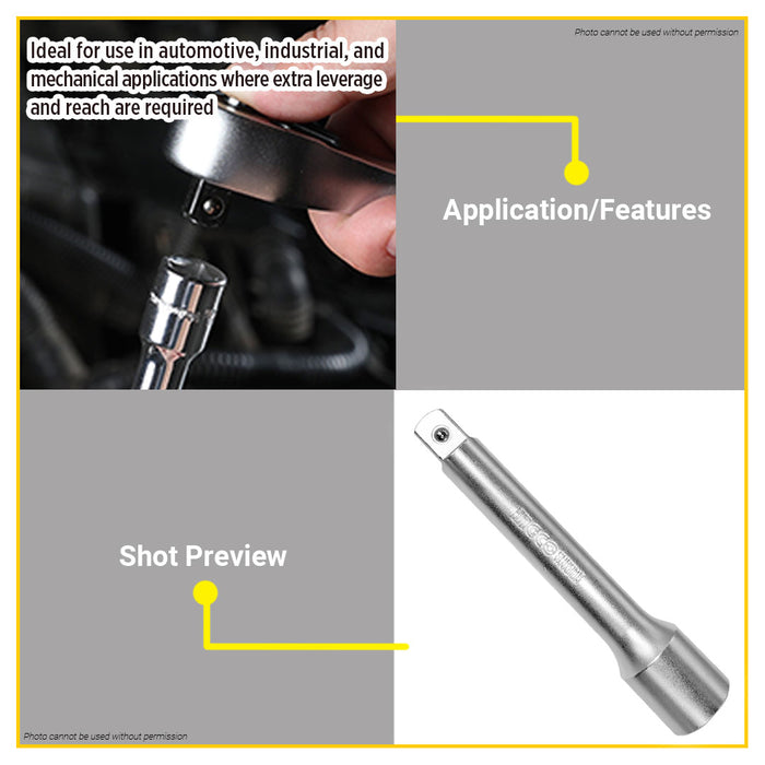 BUILDMATE Ingco 3/4" Extension Bar 200mm Chrome Plated Socket Ratchet Drive Torque Wrench Tool Extension HEB34081 - IHT