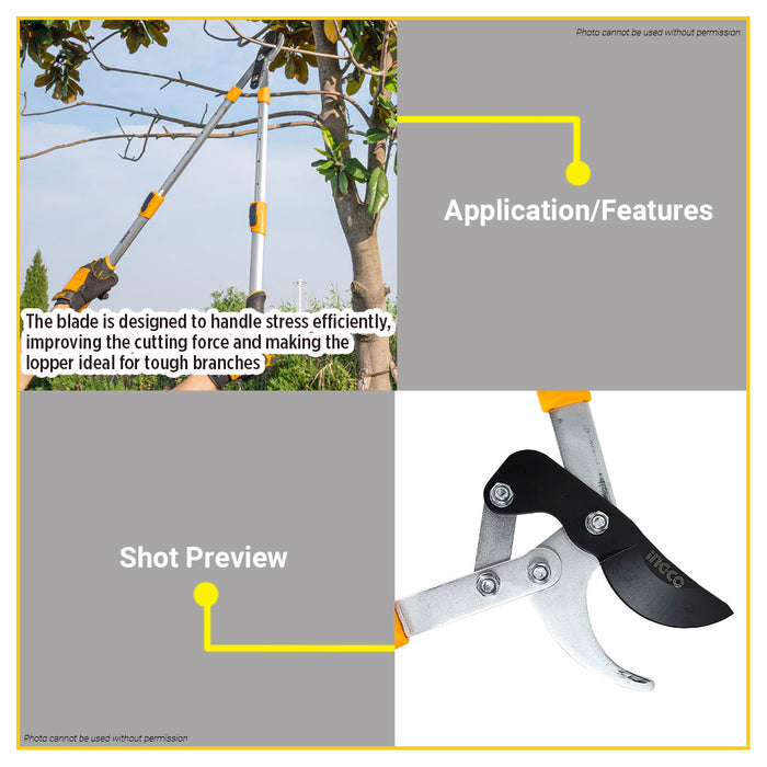BUILDMATE Ingco Telescopic Lopper 660-860mm Extendable Gardener Pruner and Trimming Tool Adjustable Handle HLTS7401 - IHT