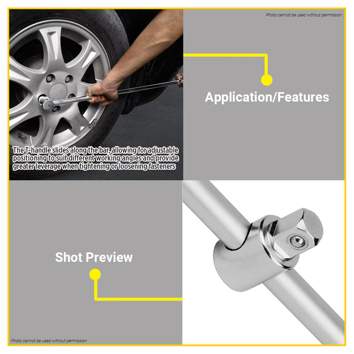 BUILDMATE Ingco 3/4" Sliding T-Bar 450mm T-Handle Drive Spanner Socket Driver Wrench Repair Hand Tools HSTB34181 - IHT